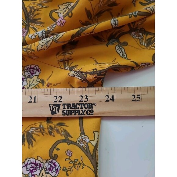 Rose Olive Peasant Top 1X Yellow Peacock Artsy Whimsical 3/4 Sleeve Flowy - Picture 5 of 16